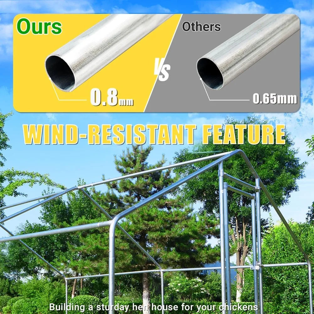 Durable Metal Chicken Coop with Run for Happy Chickens