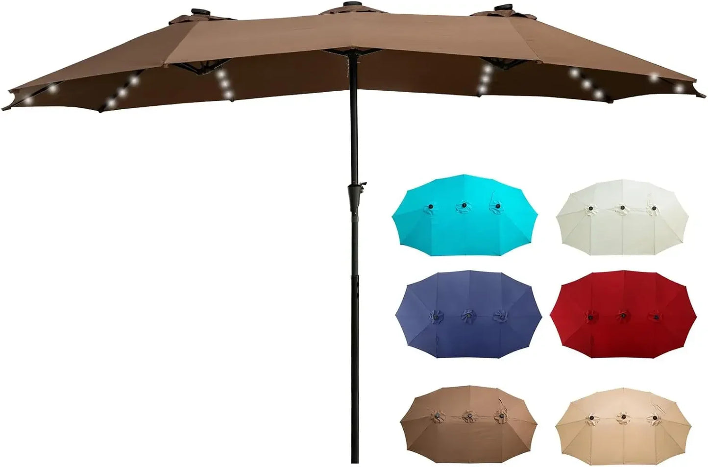 Double-Sided Patio Umbrella With Solar LED Lights