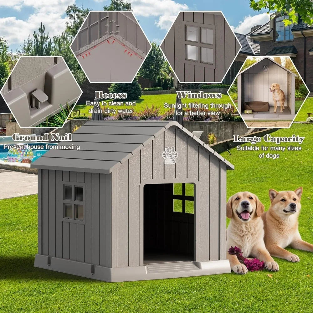Durable Waterproof Dog House with Elevated Floor and Air Vents