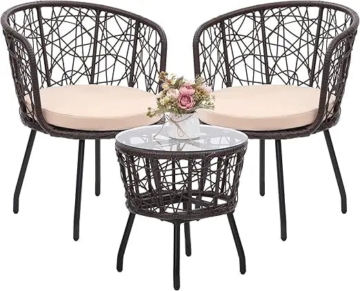 Patio Rattan Bistro Set for Outdoor Conversation and Relaxation