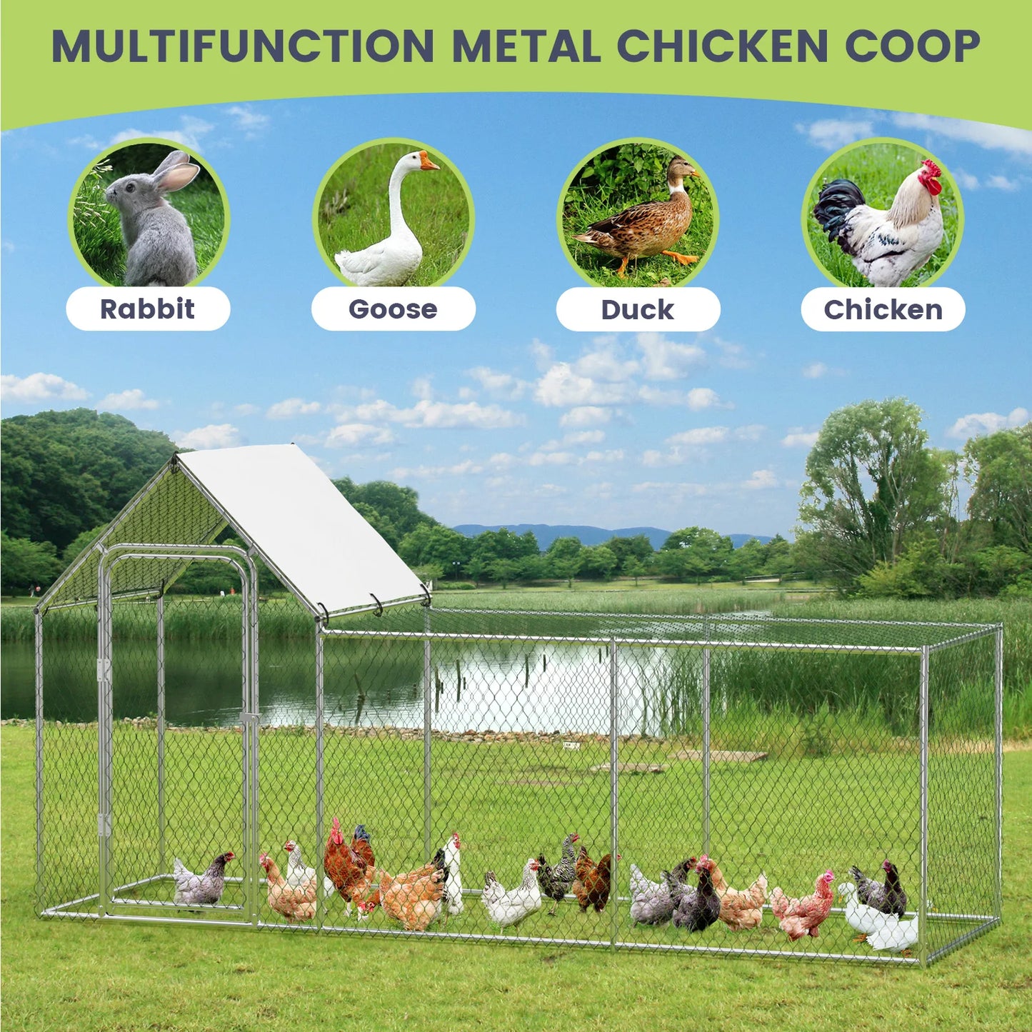 Durable Outdoor Poultry Cage with Waterproof Cover for Chickens