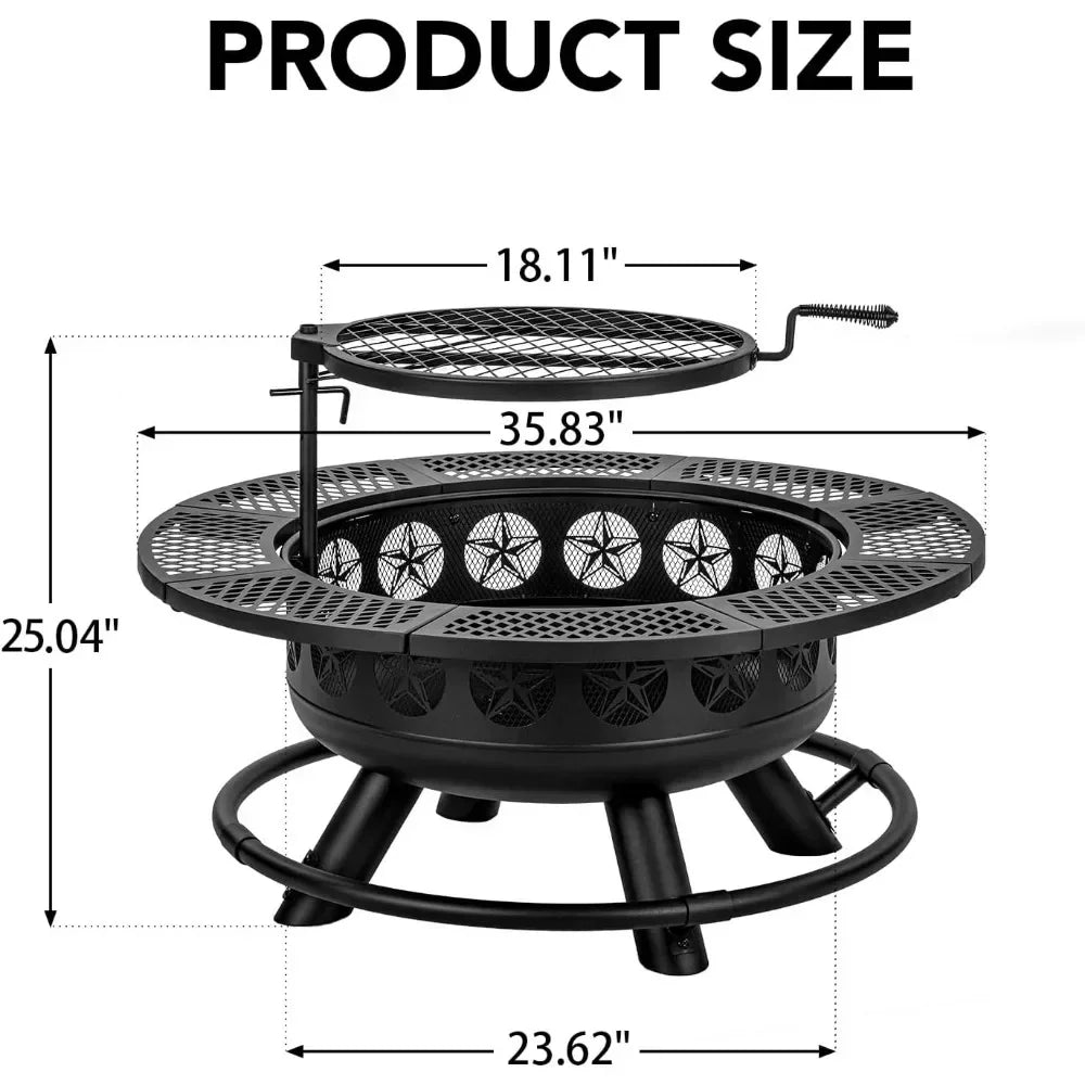 Outdoor Fire Pit with Cooking Grill for Backyard Gatherings