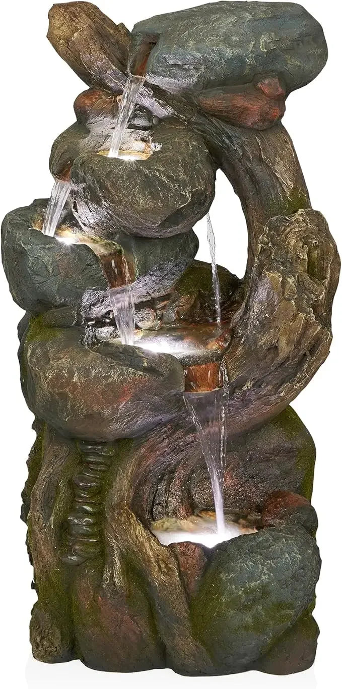 Outdoor Six-Story Fountain with LED Lights for Gardens