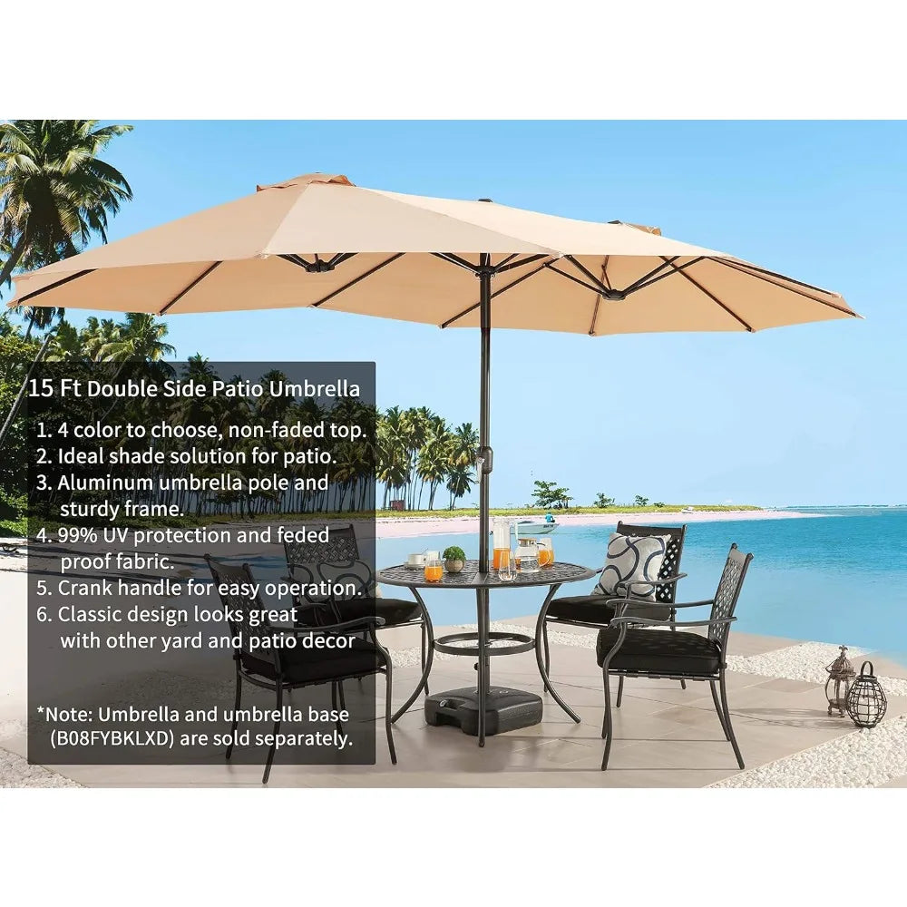 Double-Sided Outdoor Umbrella with Tilt and Crank For Comfort