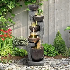 Elegant Five-Tier Garden Water Fountain for Indoor Outdoor Use