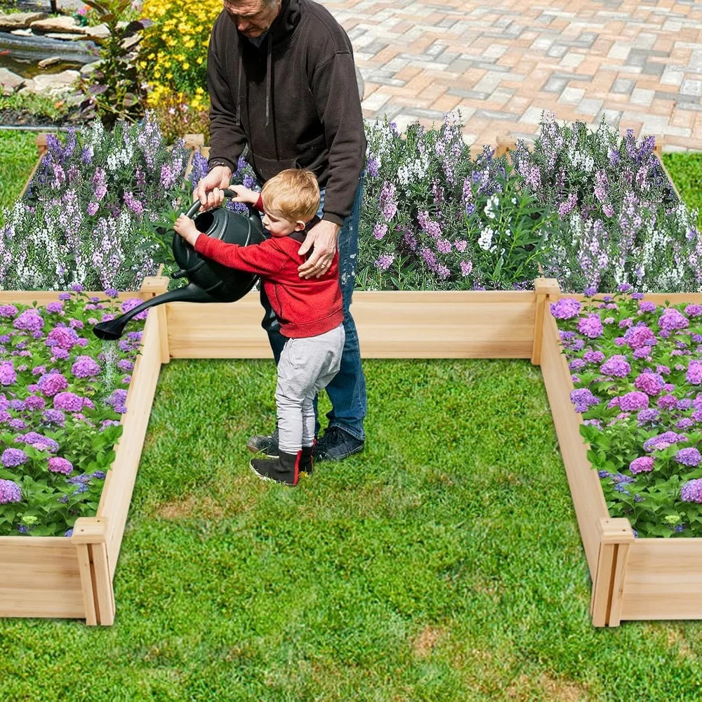 Wooden Raised Garden Bed Planter Box Kit for Outdoor Plants