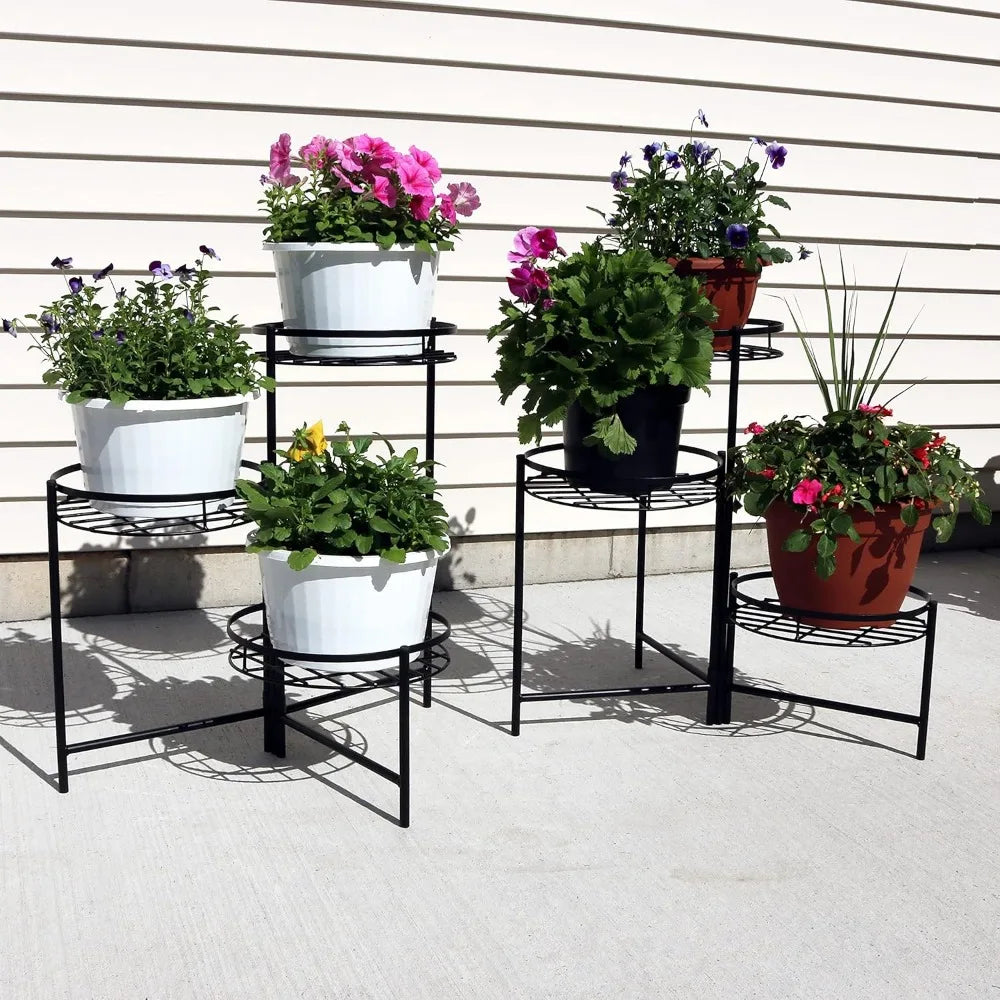 Metal 3-Tiered Plant Stand Set for Indoor Outdoor Use