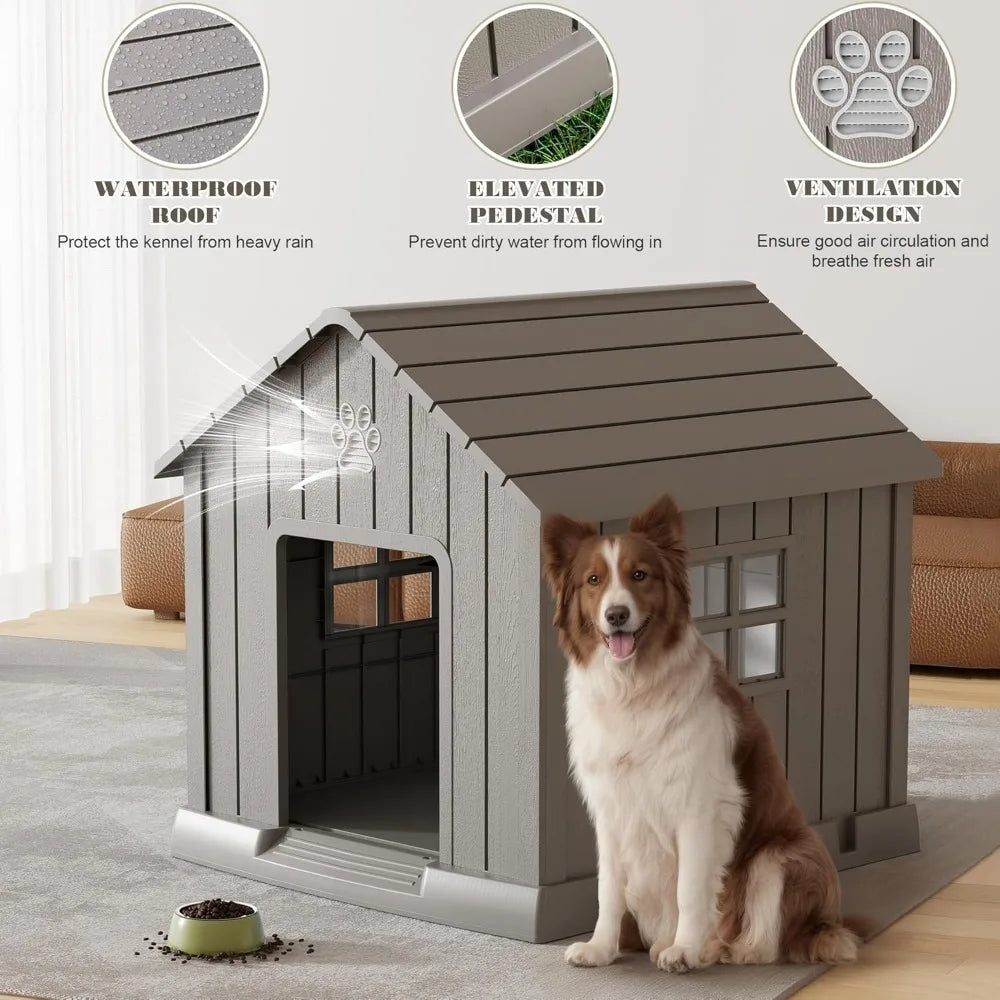 Durable Waterproof Dog House with Elevated Floor and Air Vents