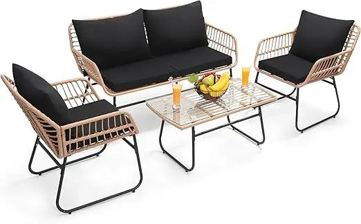 Patio Rattan Bistro Set for Outdoor Conversation and Relaxation