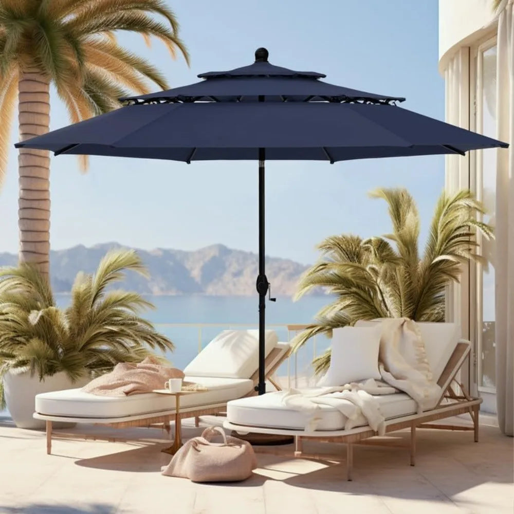 Outdoor Patio Umbrella with Auto-Tilt and UV Protection