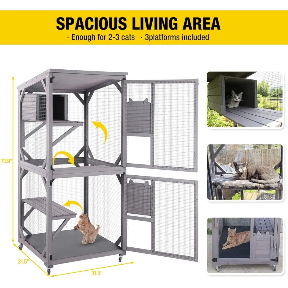 Mobile Outdoor Cat House with Upgraded Resting Box