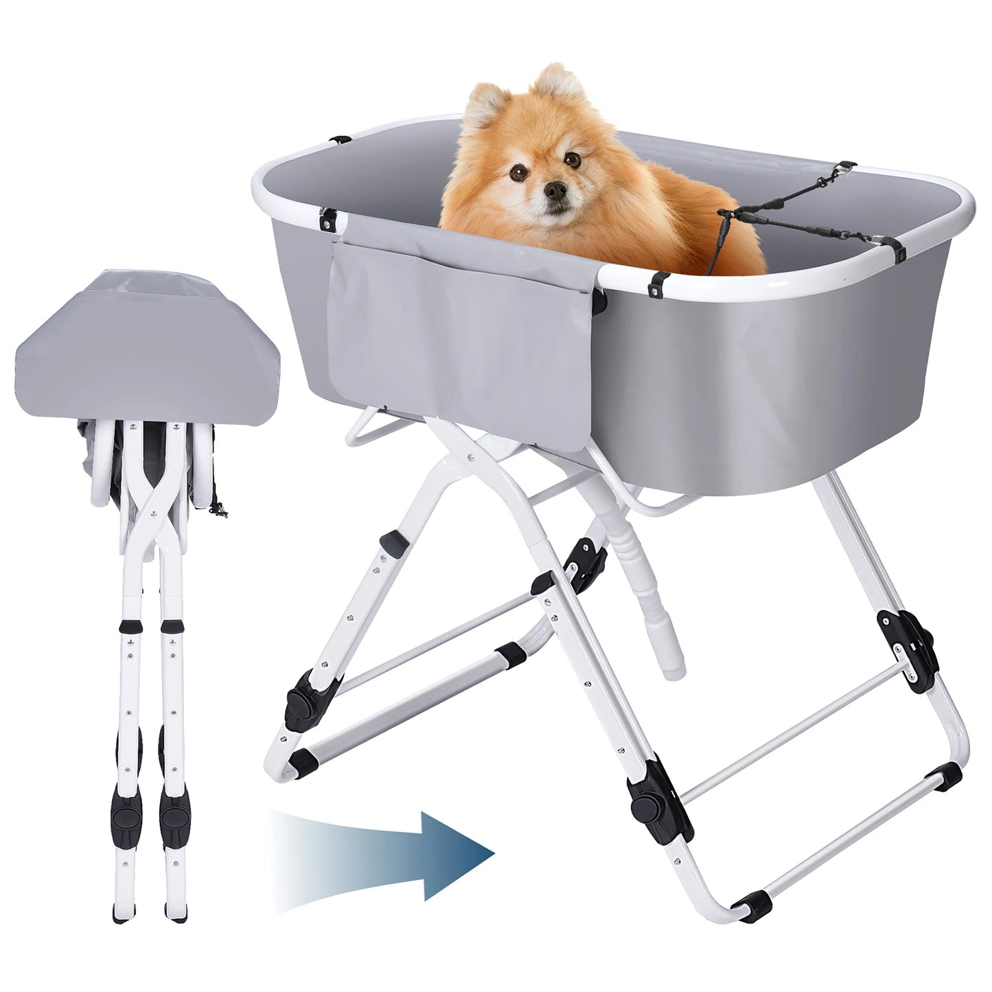 Portable Elevated Dog Bathtub for Easy Grooming and Bathing