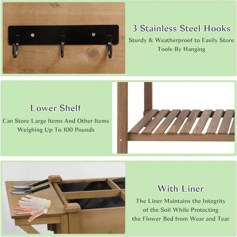 Elevated Wooden Planter Box with Lockable Wheels for Gardens