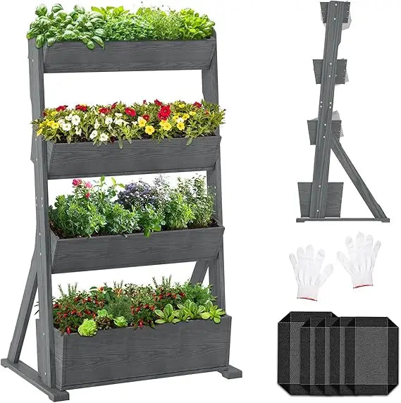 Wooden Vertical Raised Garden Bed for Flowers and Plants