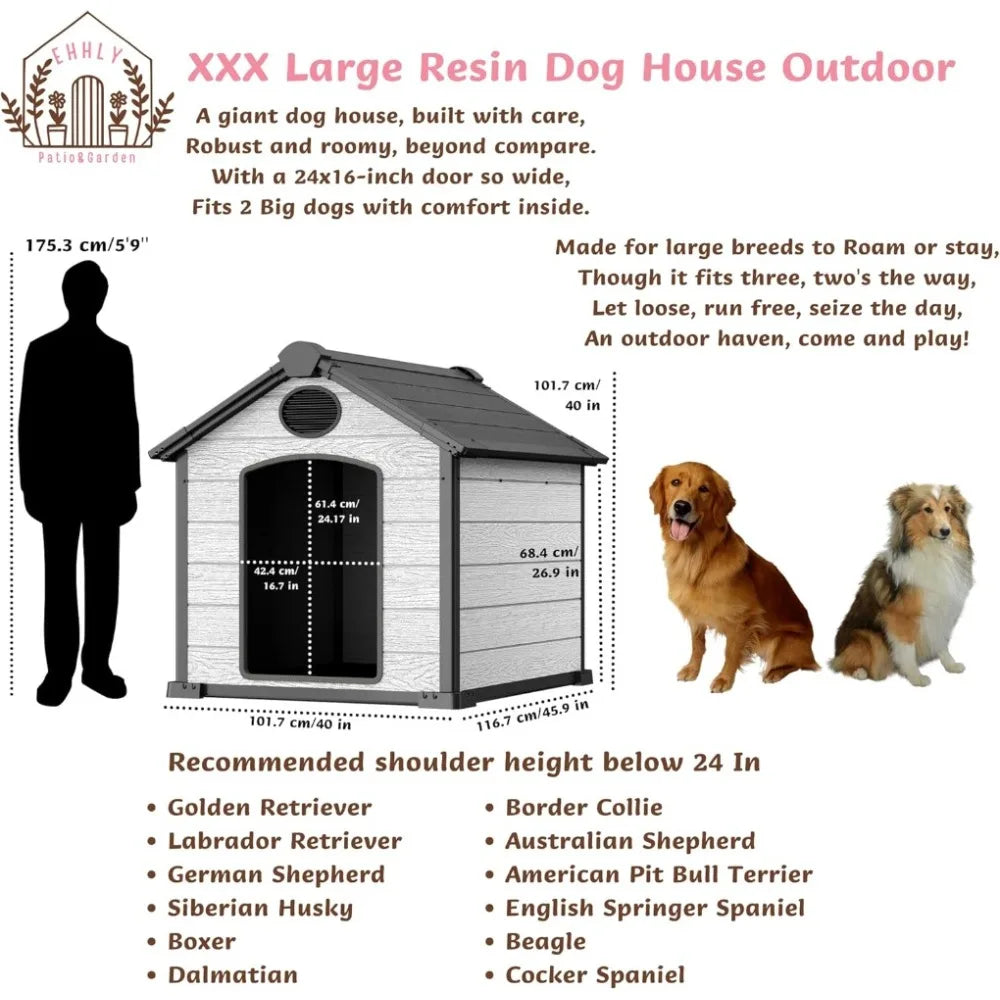 Weatherproof Insulated Igloo Dog House for Large Dogs Outdoors