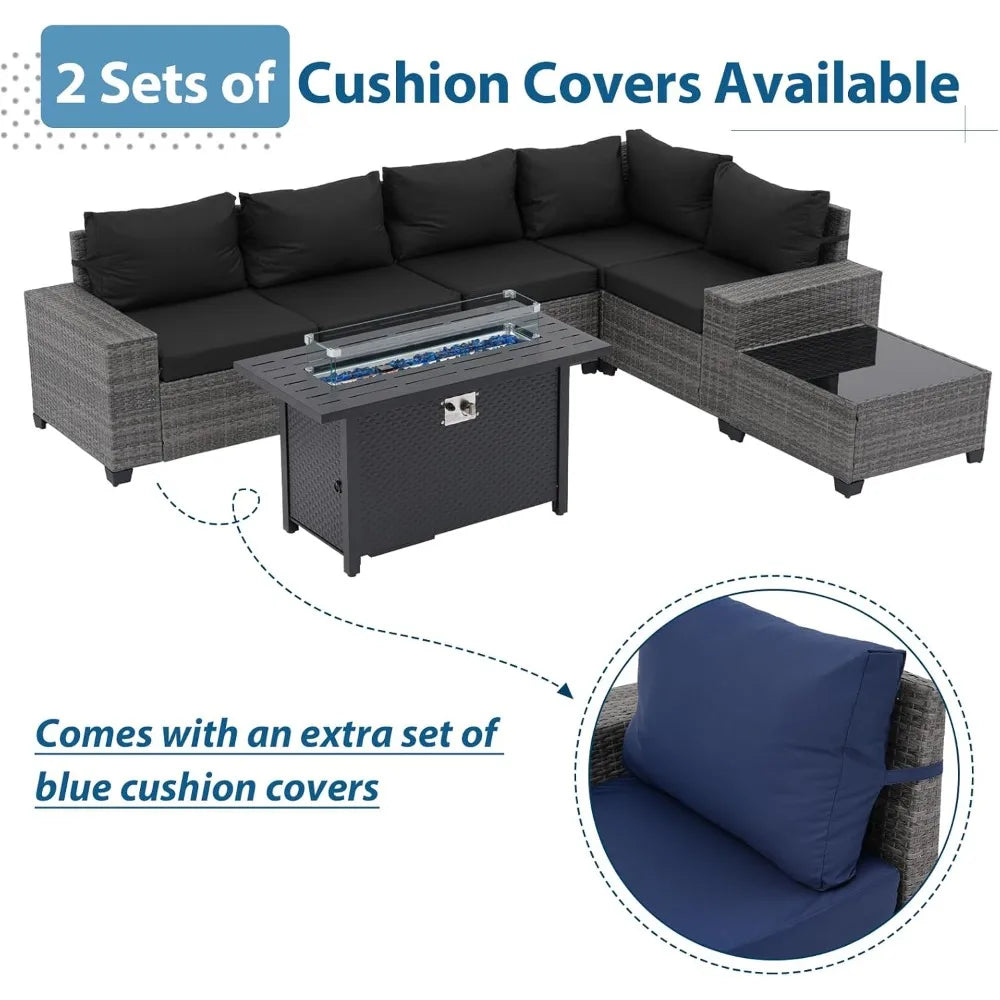 Outdoor Patio Furniture Set with Fire Pit Table for Relaxation