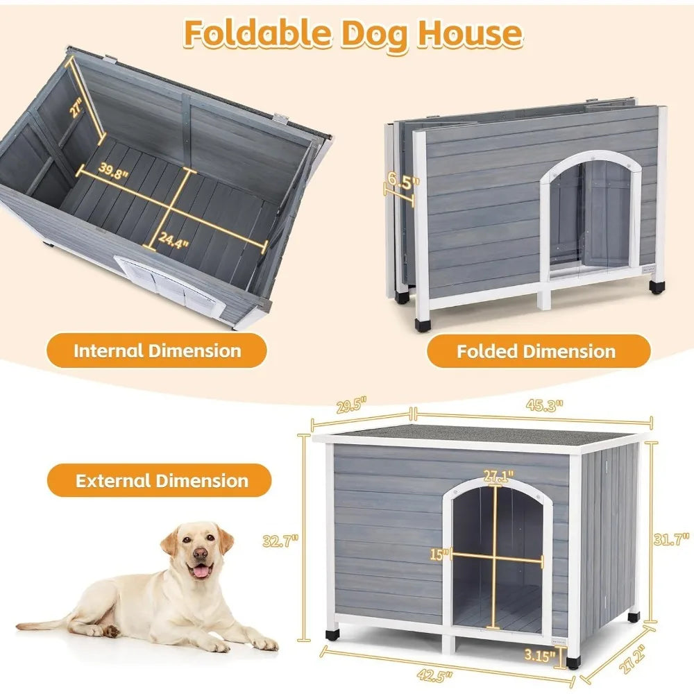 Folding Outdoor Dog House Easy Assembly Large Dogs