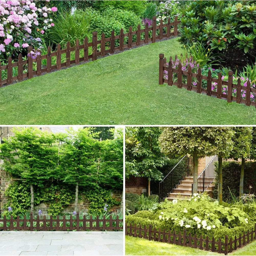 Wood Garden Fence Decorative Border for Patios and Yards