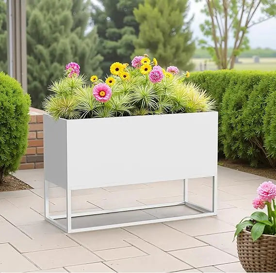 Modern Large Rectangular Planter Box for Indoor Outdoor Use