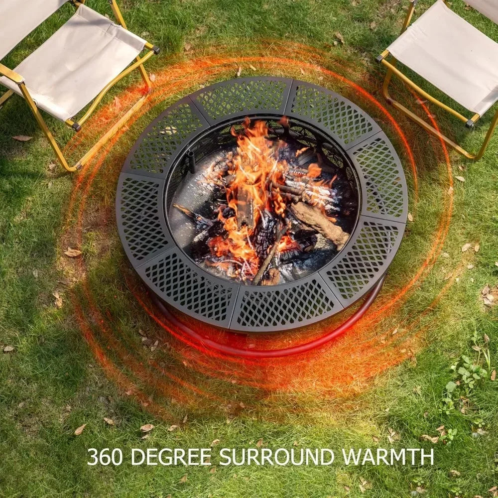 Outdoor Fire Pit with Cooking Grill for Backyard Gatherings
