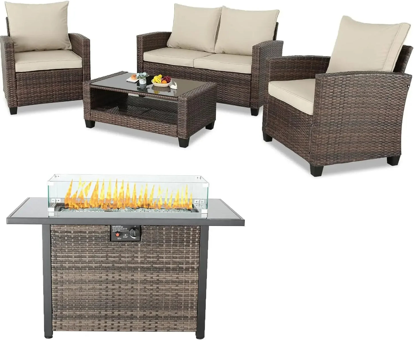 Modern Outdoor Wicker Sectional Patio Furniture Conversation Set
