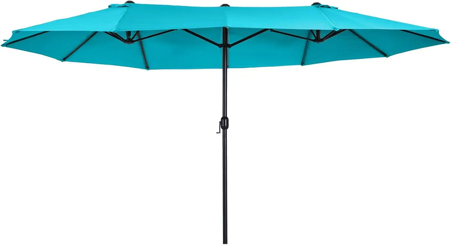Double-Sided Patio Umbrella with Crank Handle for Outdoor Shade