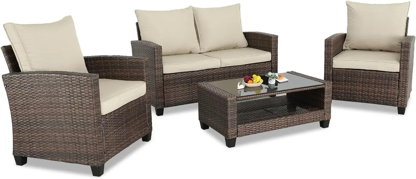 Modern Outdoor Wicker Sectional Patio Furniture Conversation Set