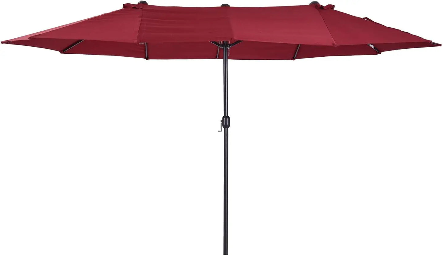 Double-Sided Patio Umbrella with Crank Handle for Outdoor Shade