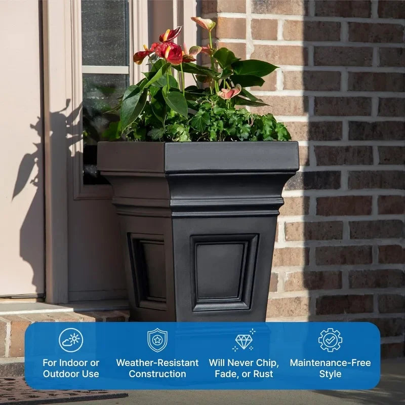 Atherton Square Planter for Outdoor Gardening and Patio Decor