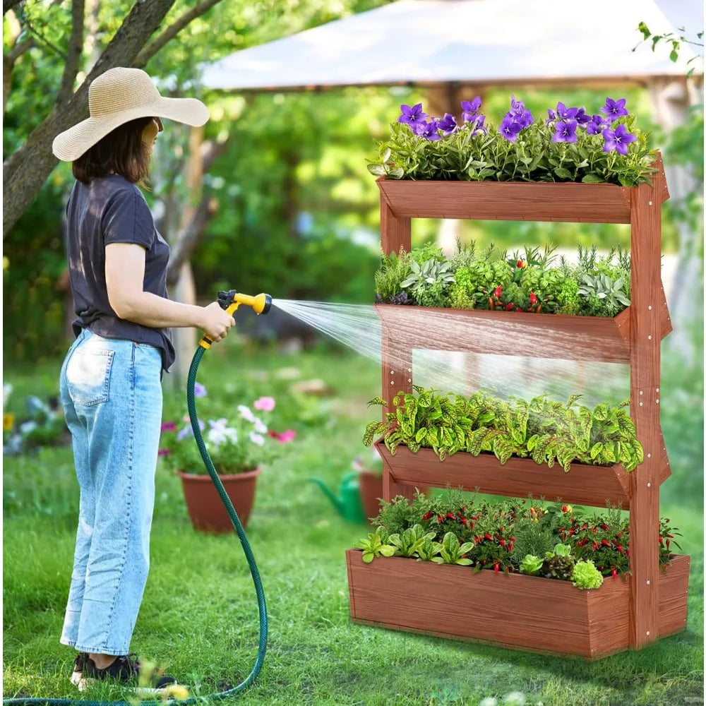 Wooden Vertical Raised Garden Bed for Flowers and Plants