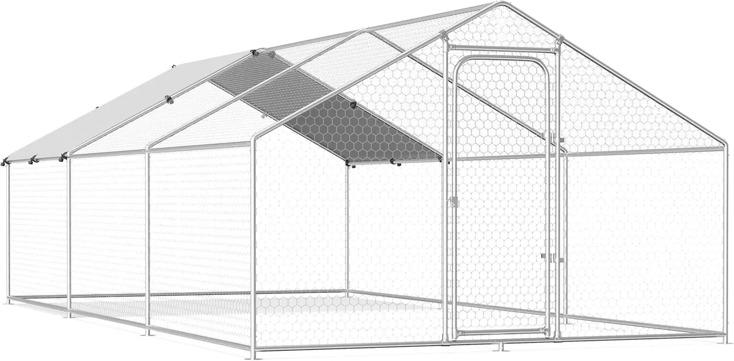 Large Walk-In Chicken Coop with Waterproof Cover and Durable Design