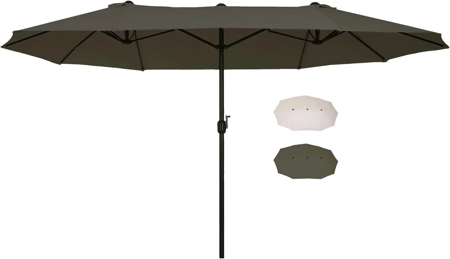 Double-Sided Patio Umbrella with Crank Handle for Outdoor Shade