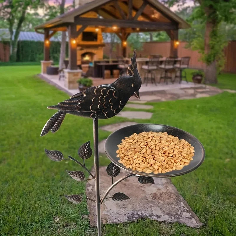 Metal Oriole Bird Feeder Stake for Outdoor Garden Wildlife