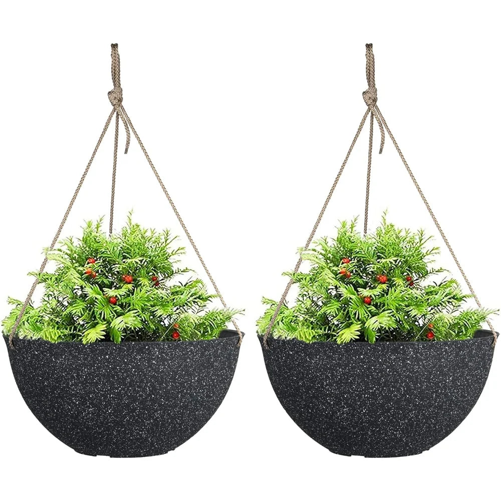 Large Outdoor Hanging Planters Set of Two for Patio