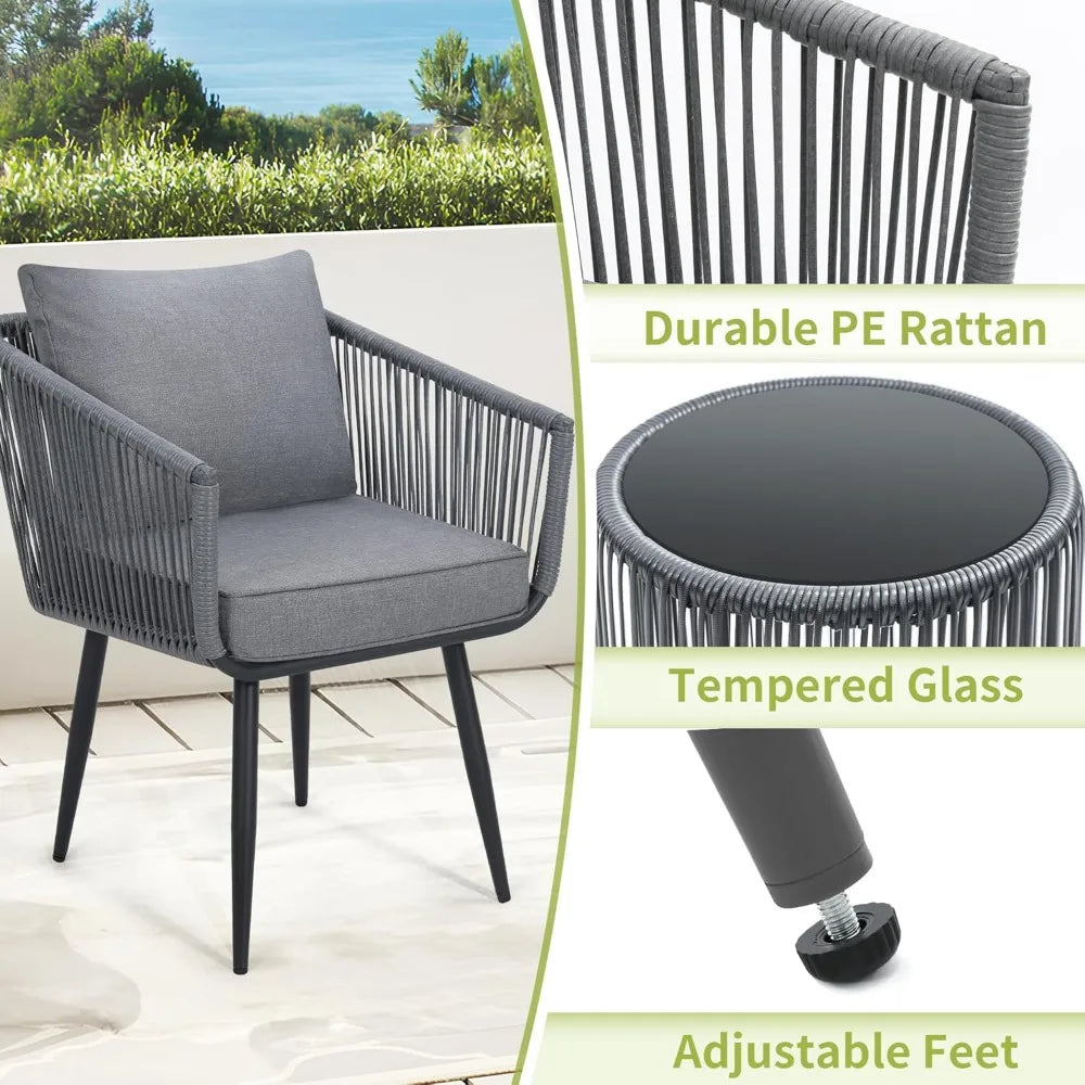 Patio Rattan Bistro Set for Outdoor Conversation and Relaxation