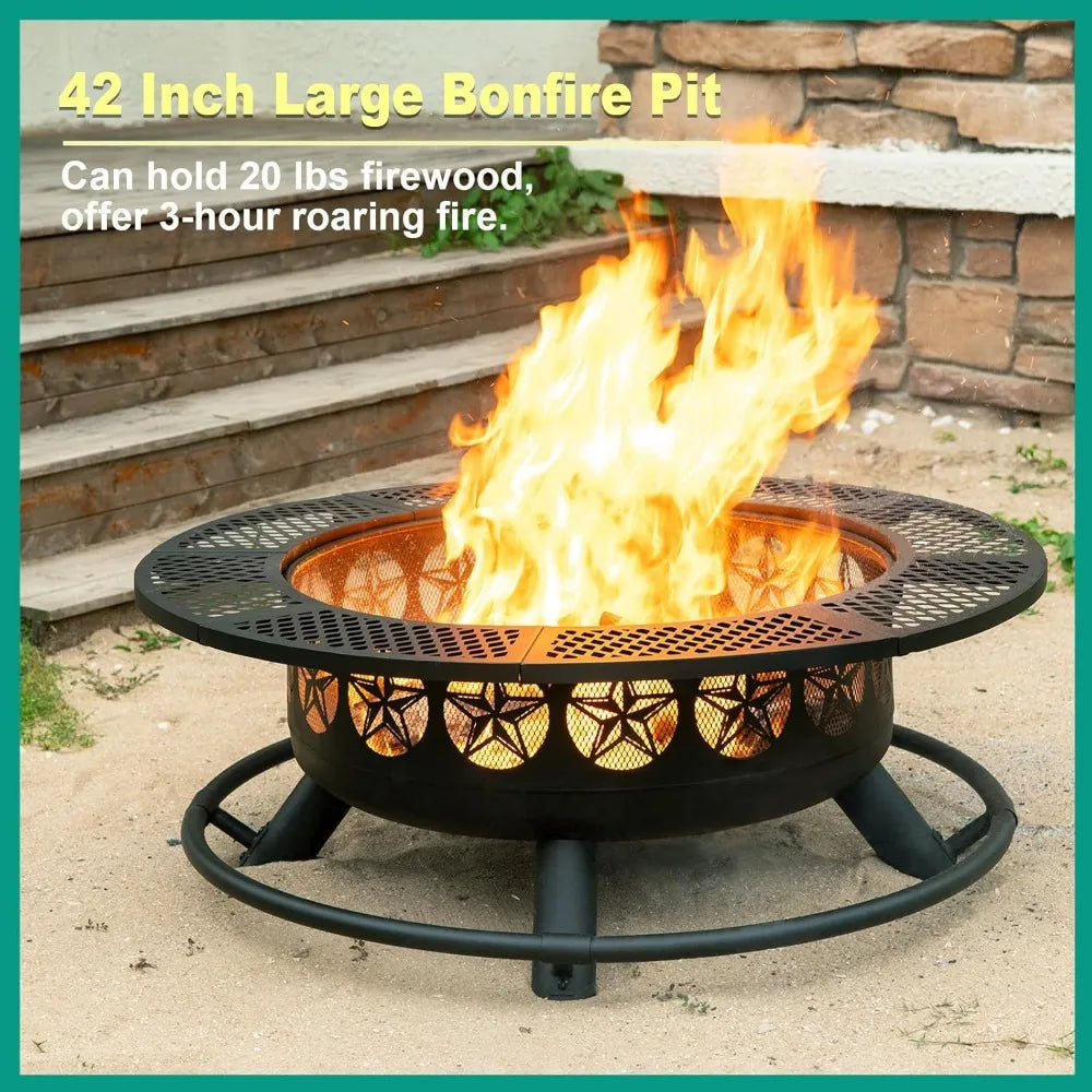 Multi-Functional Outdoor Fire Pit With Cooking Grill