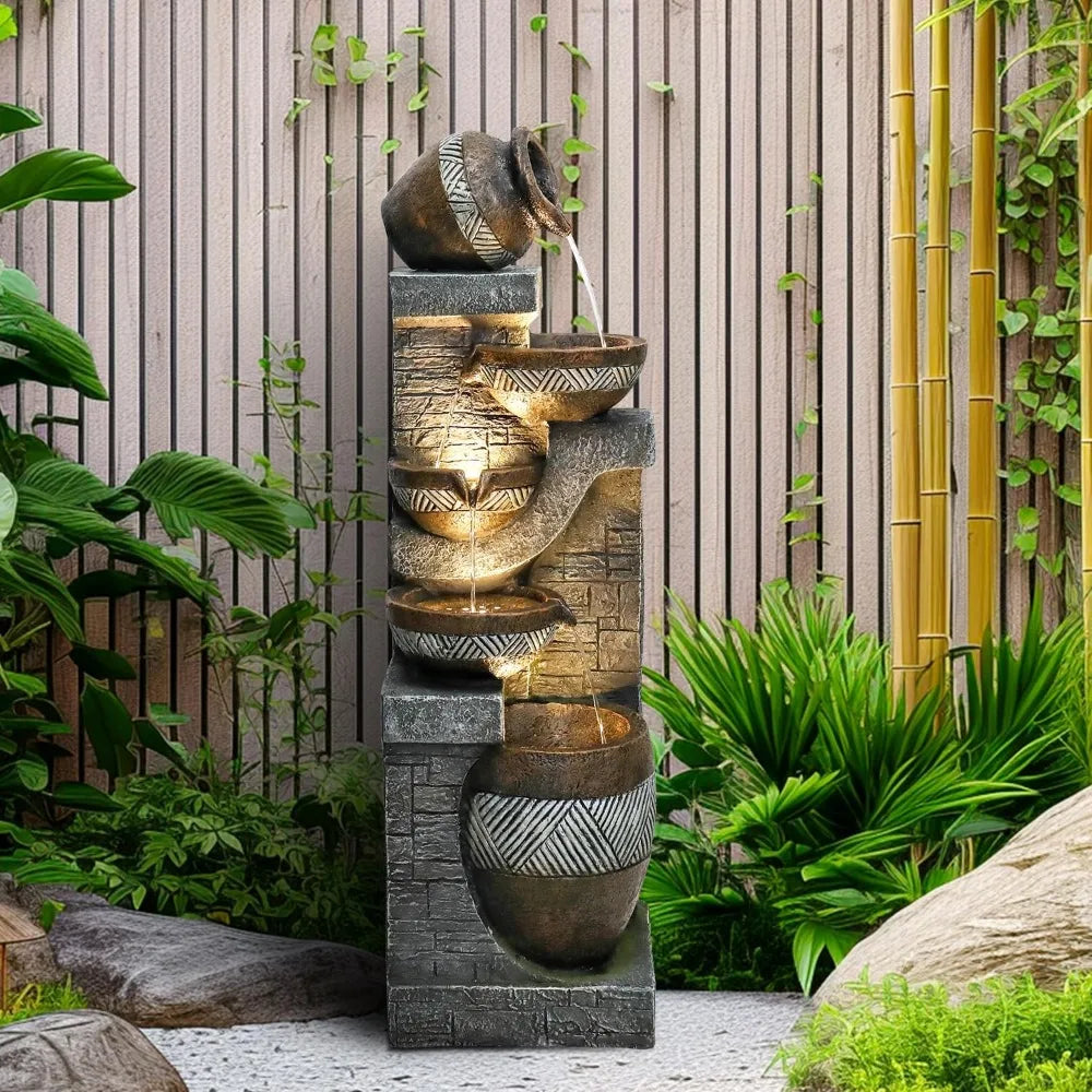 Elegant Five-Tier Garden Water Fountain for Indoor Outdoor Use