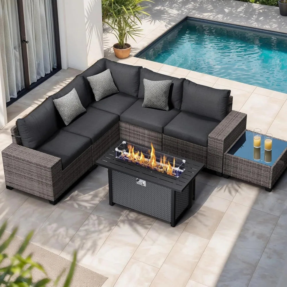 Outdoor Patio Furniture Set with Fire Pit Table for Relaxation