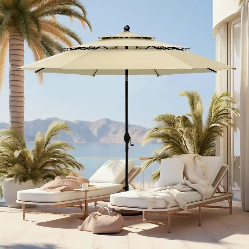 Outdoor Patio Umbrella with Auto-Tilt and UV Protection