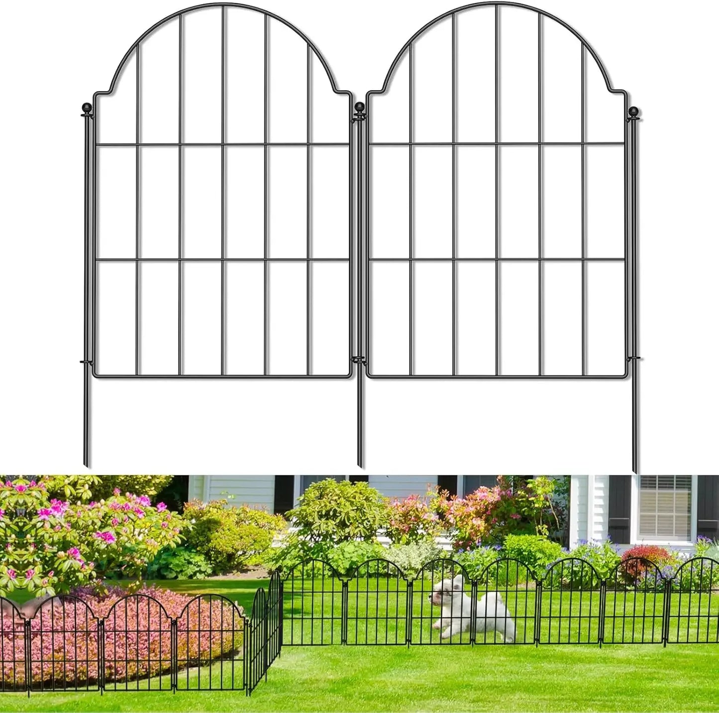 Decorative Rustproof Metal Garden Fence for Dogs and Flowers