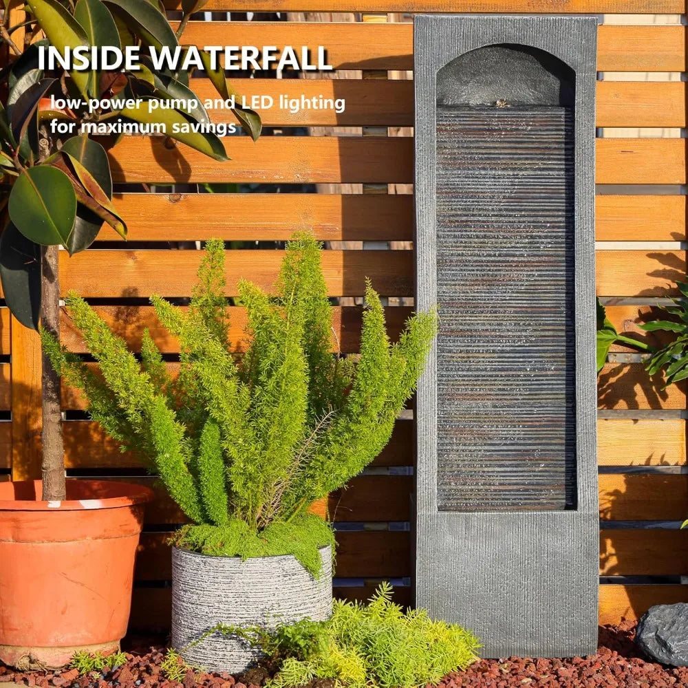 Modern Indoor Water Fountain with LED Lighting and Curved Design