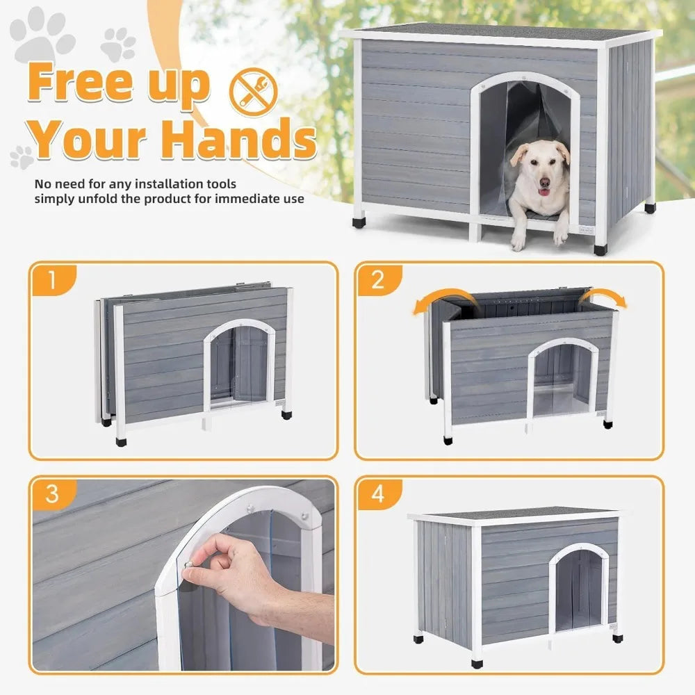 Folding Outdoor Dog House Easy Assembly Large Dogs