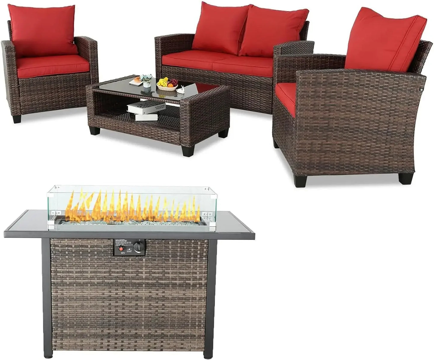 Modern Outdoor Wicker Sectional Patio Furniture Conversation Set