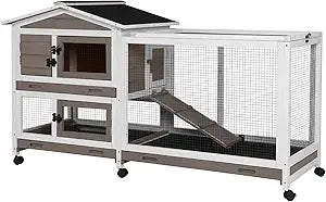 Rabbit Hutch Indoor Outdoor Cage for Bunnies and Guinea Pigs