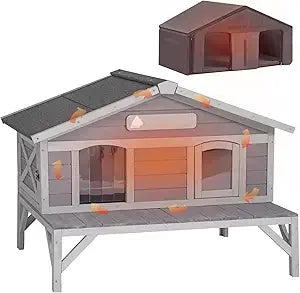 Outdoor Cat House Insulated Weatherproof Shelter for Feral Cats