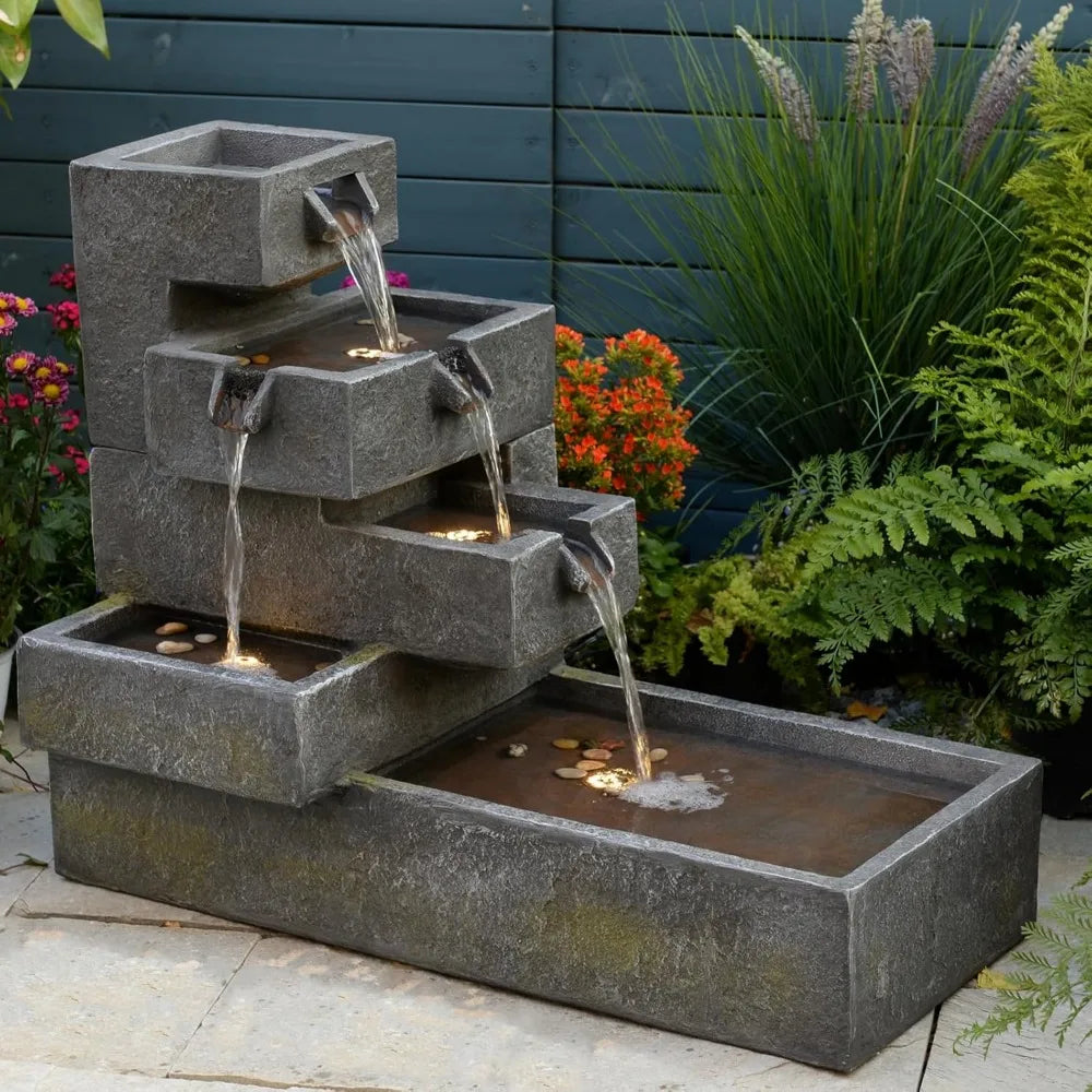 Tiered Water Fountain for Outdoor Garden and Indoor Decor